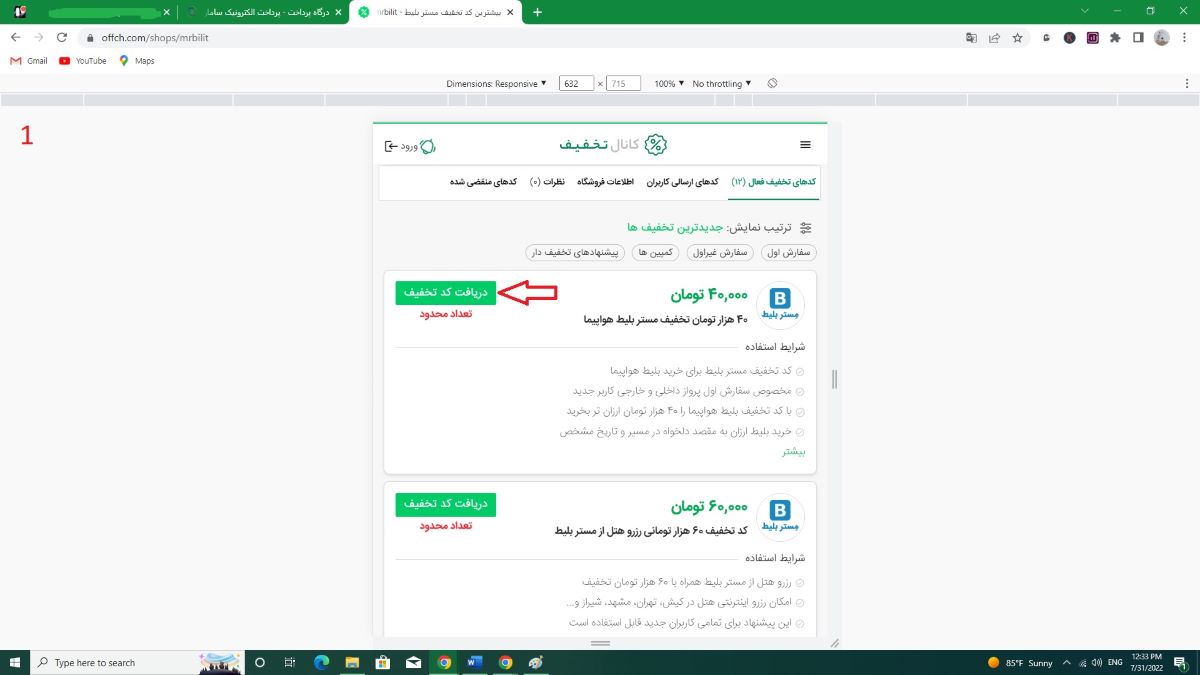 راهنمای دریافت کد تخفیف مستربلیط